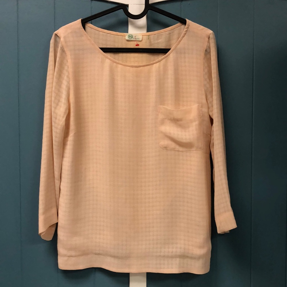AG Adriano Goldscmied peach blouse with criss cross back women’s size small